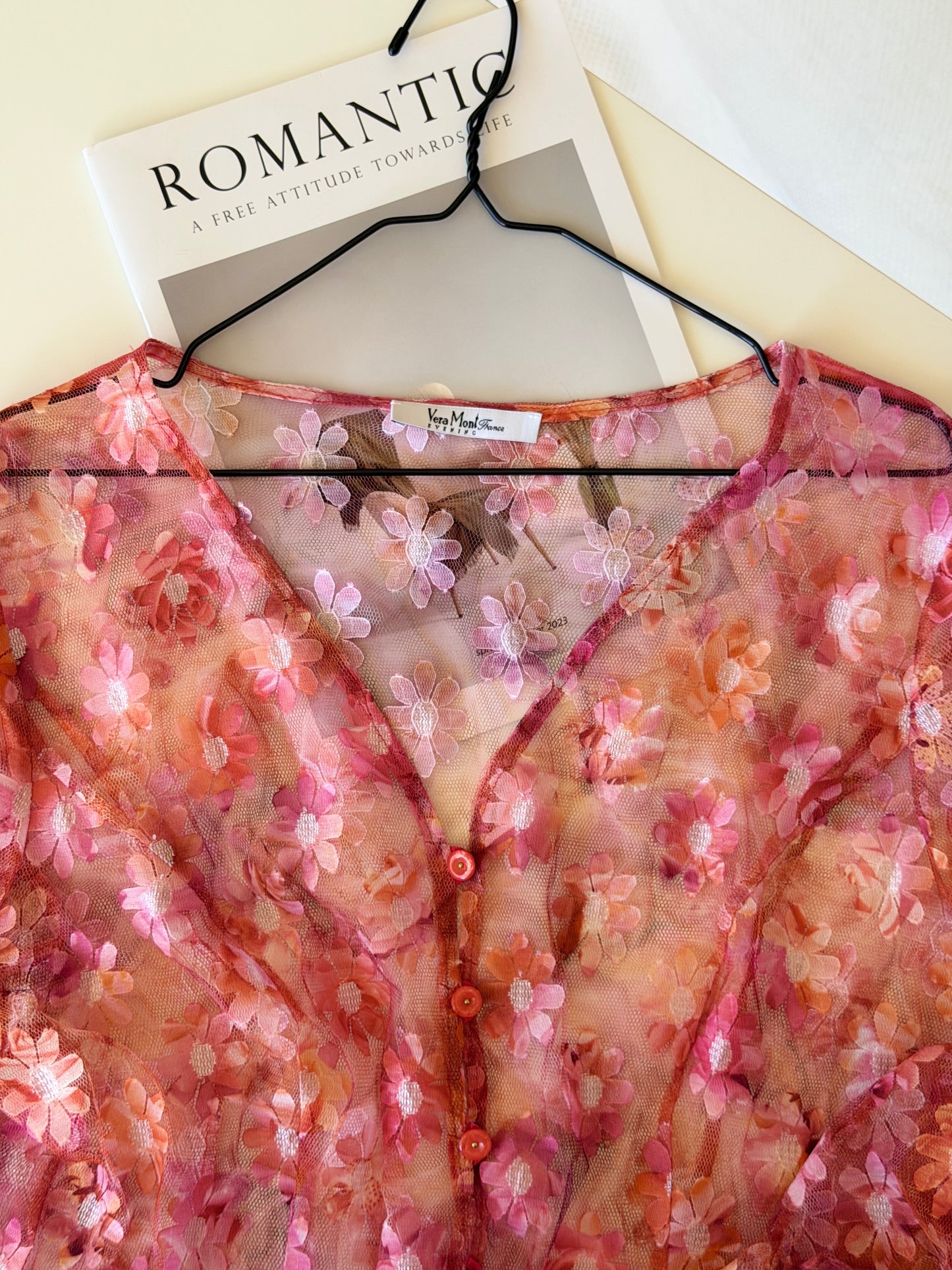 Romantic vintage sheer mesh blouse