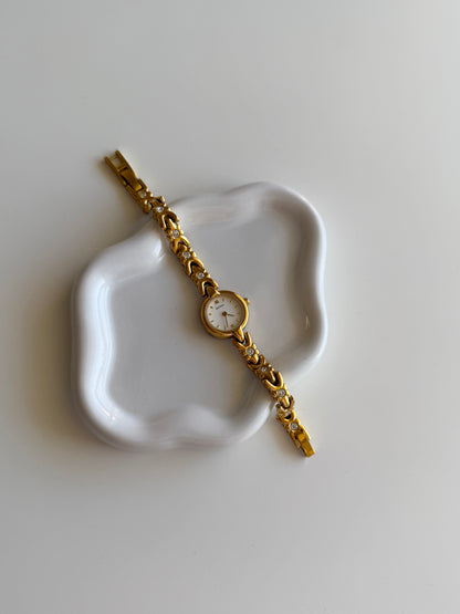 Vintage Sekonda gold-tone watch with crystals