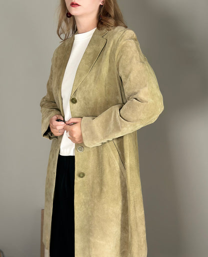 Beautful light olive green suede coat