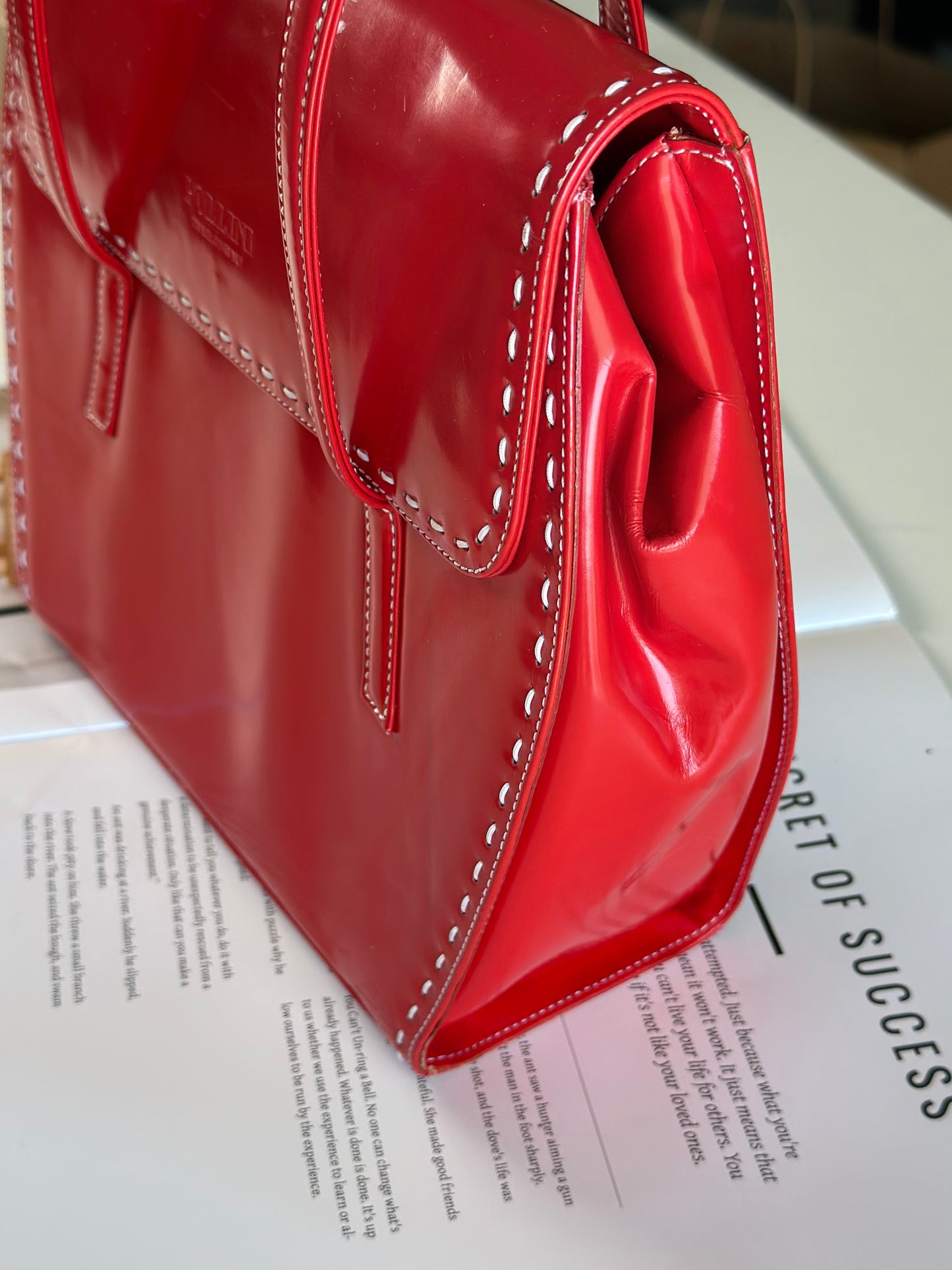 Vintage red patent leather handbag Pollini