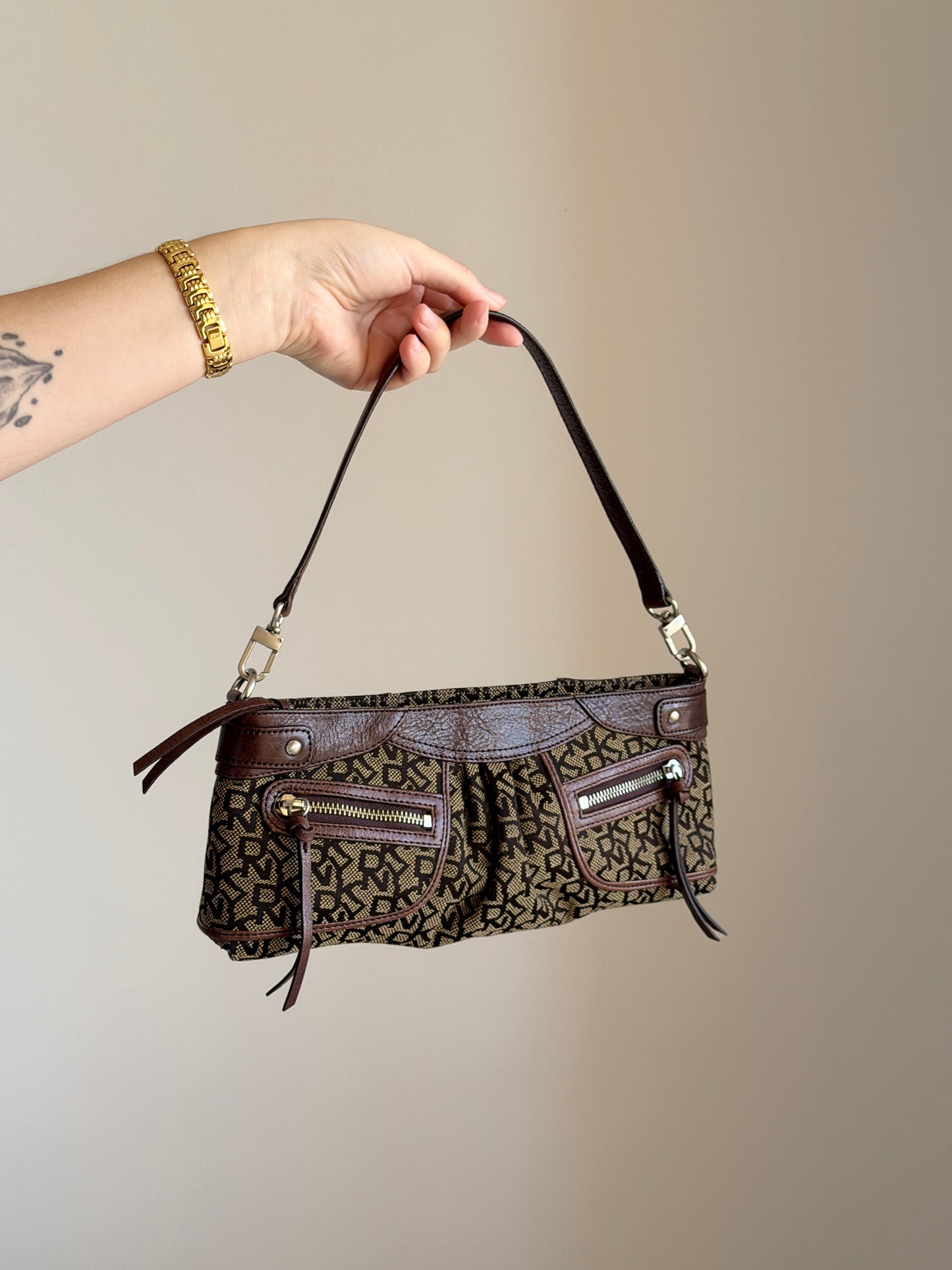 Vintage brown DKNY baguette bag
