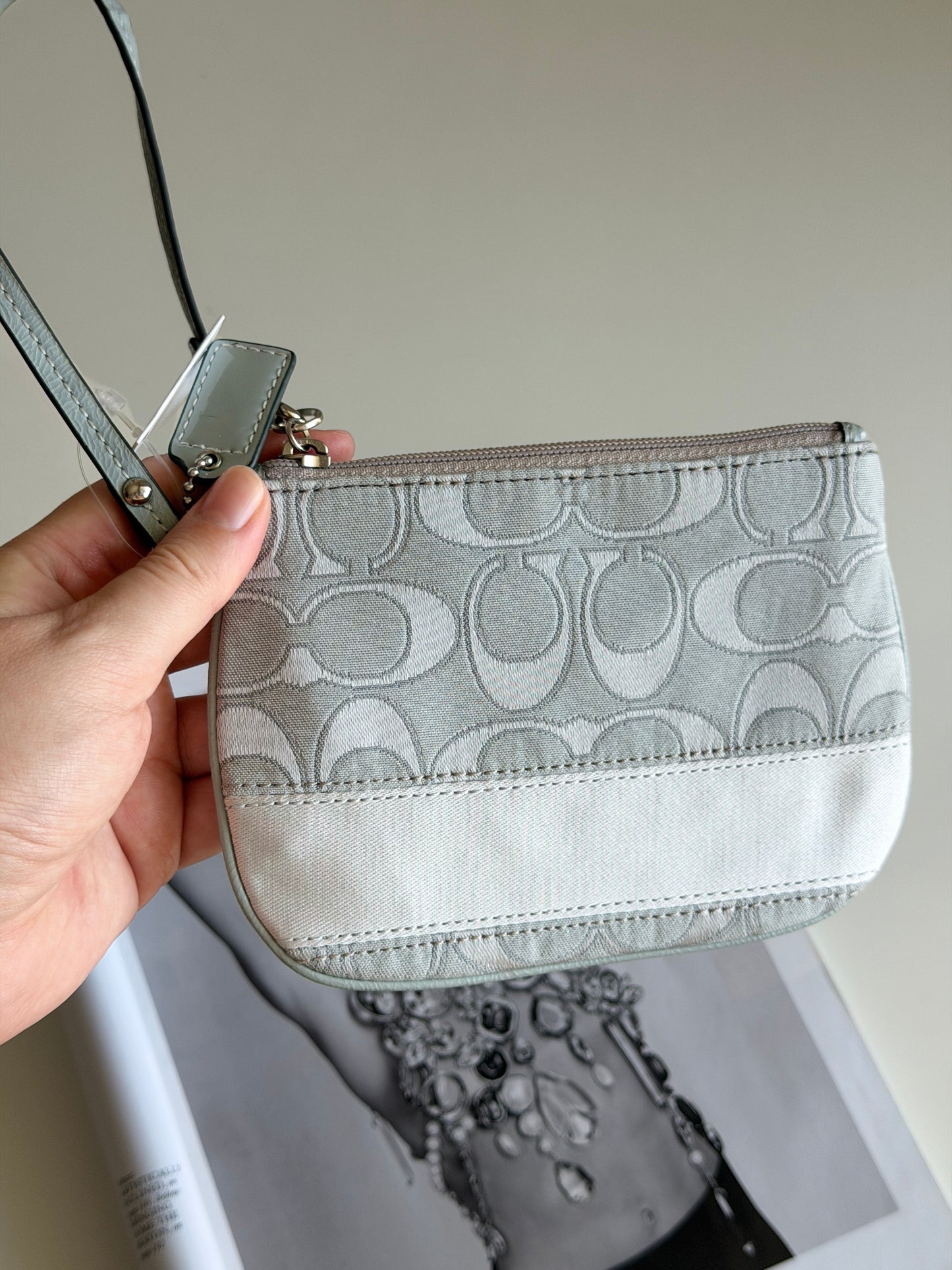 Vintage Coach grey signature wristlet