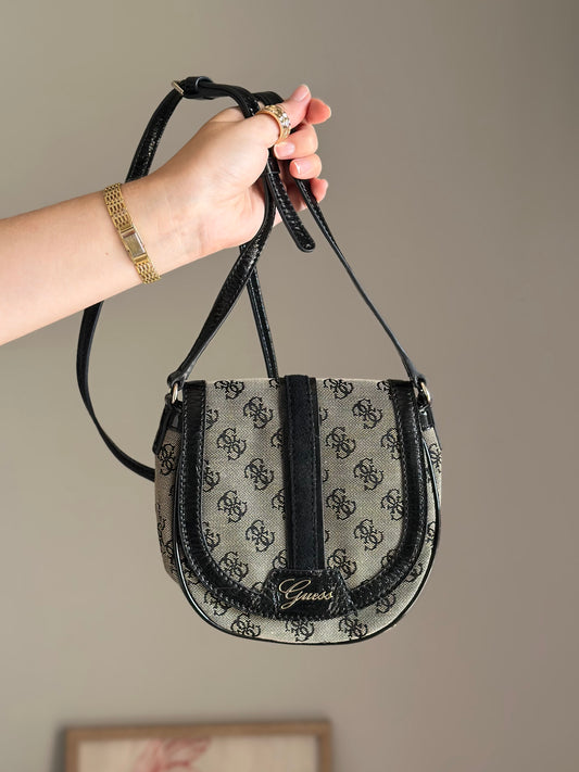 Vintage crossbody monogram saddle bag Guess