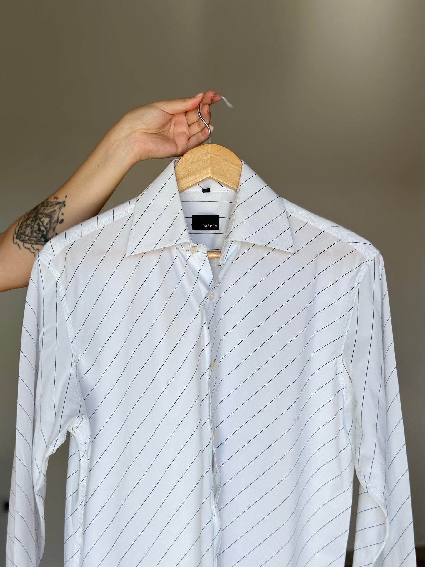 Stylish vintage white striped men's shirt