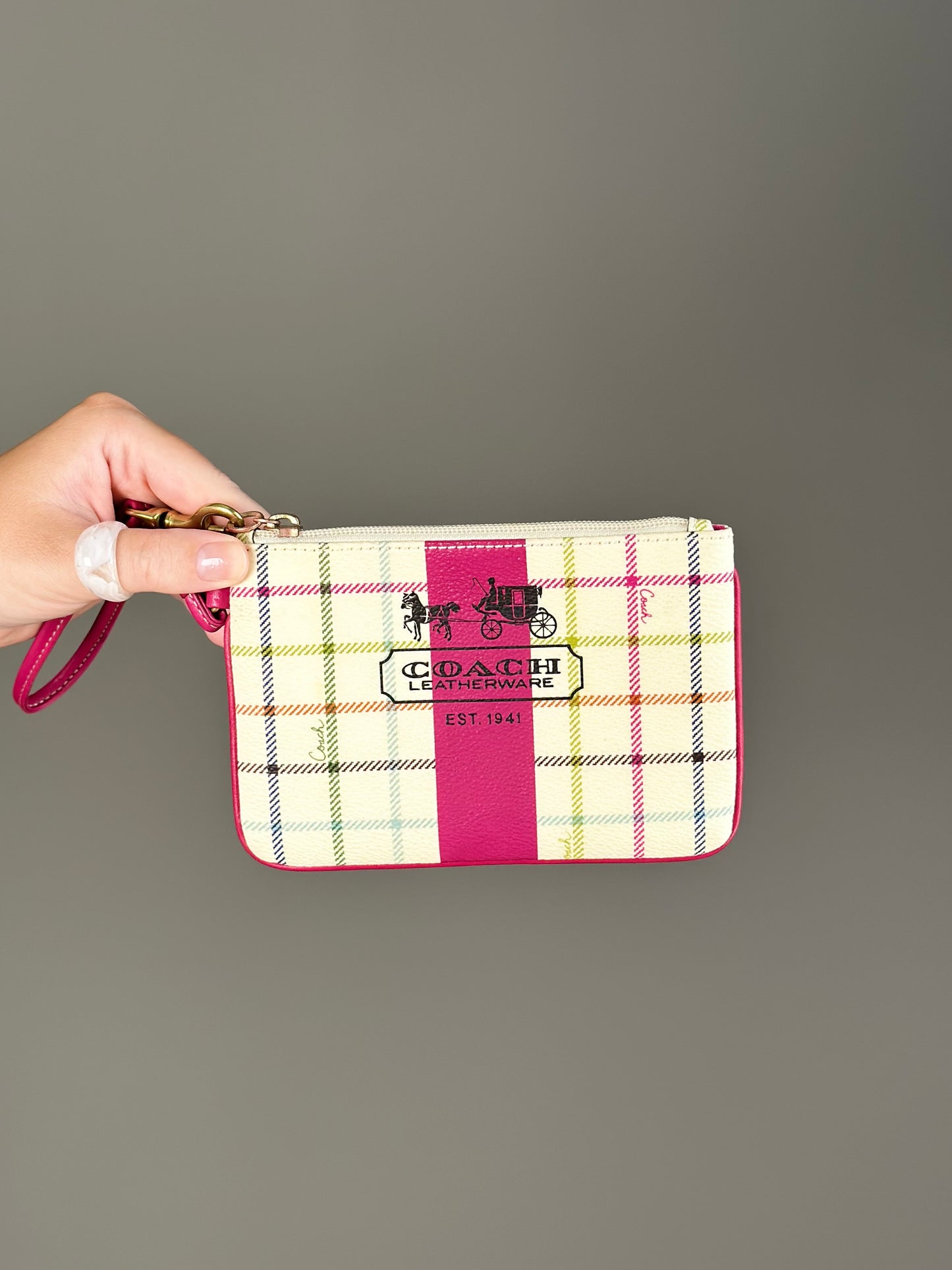 Lovely vintage Coach mini wristlet in playful plaid