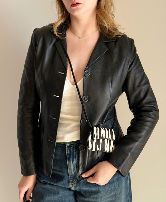 Vintage black leather blazer