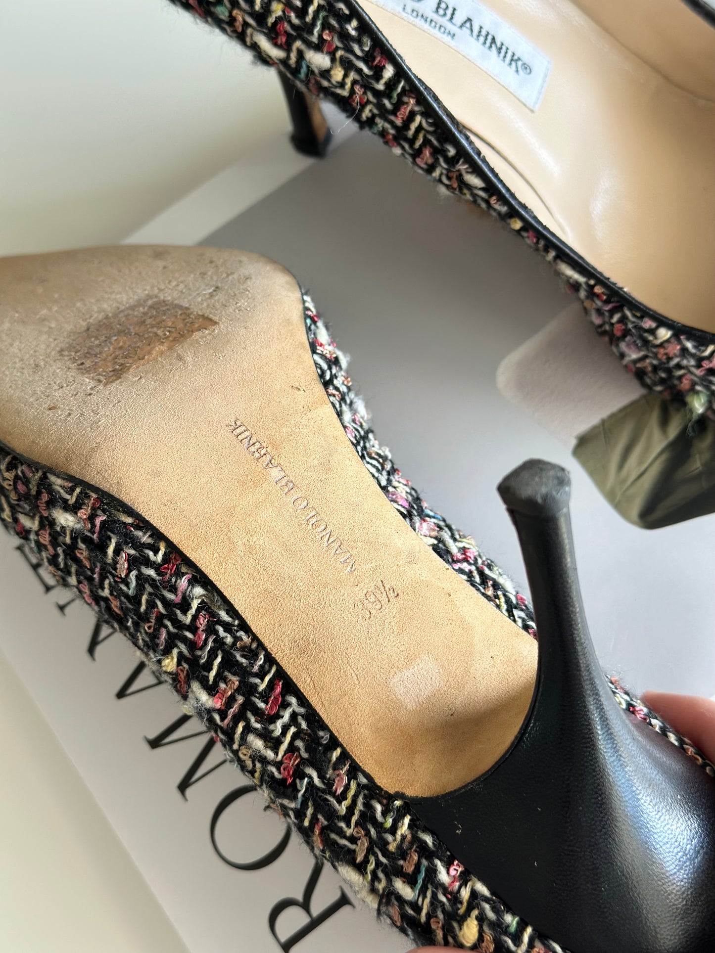 Authentic Manolo Blahnik tweed heels