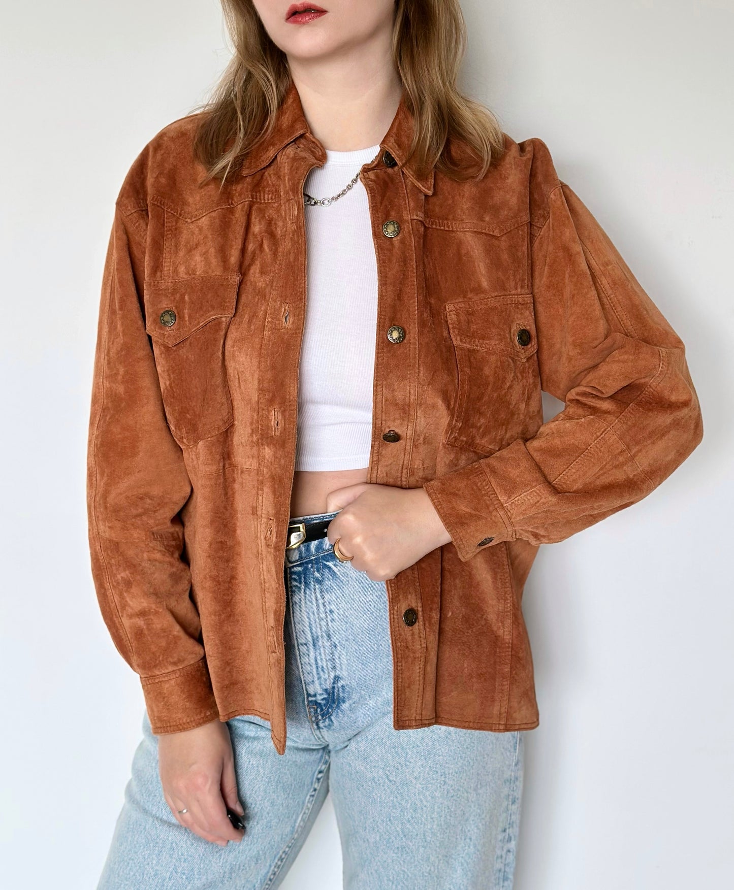 Unique vintage 100% leather overshirt