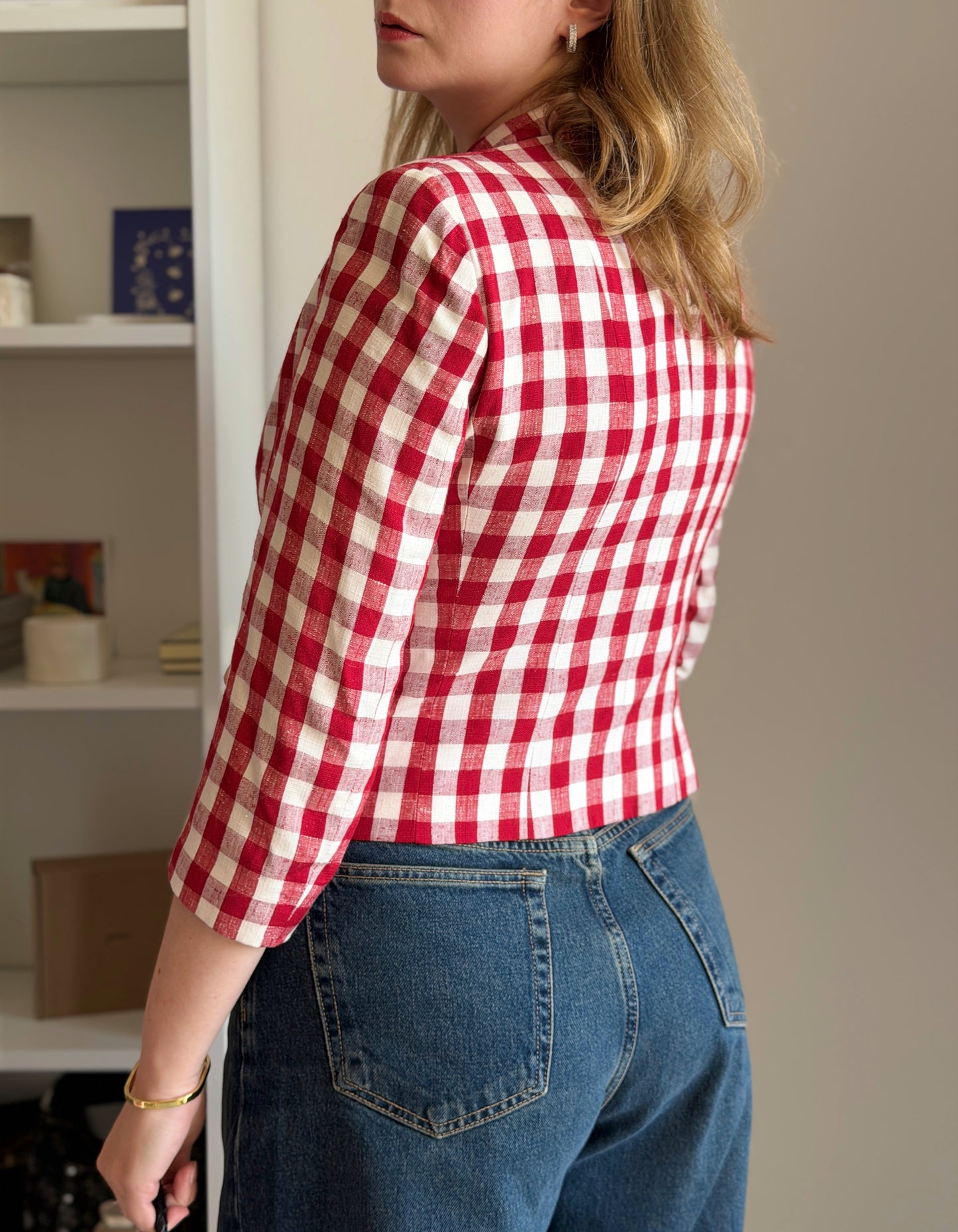 Vintage Moschino gingham red blazer 1990s