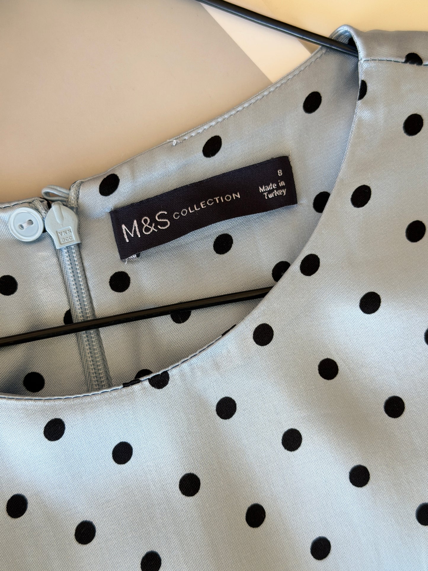 Elegant midi blue dress with polka dots