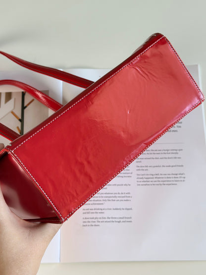 Vintage red patent leather handbag Pollini