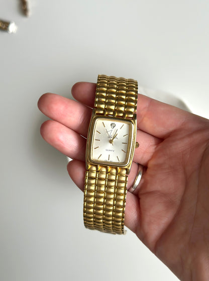 Elegant vintage unisex gold-tone watch by John Weitz ✨