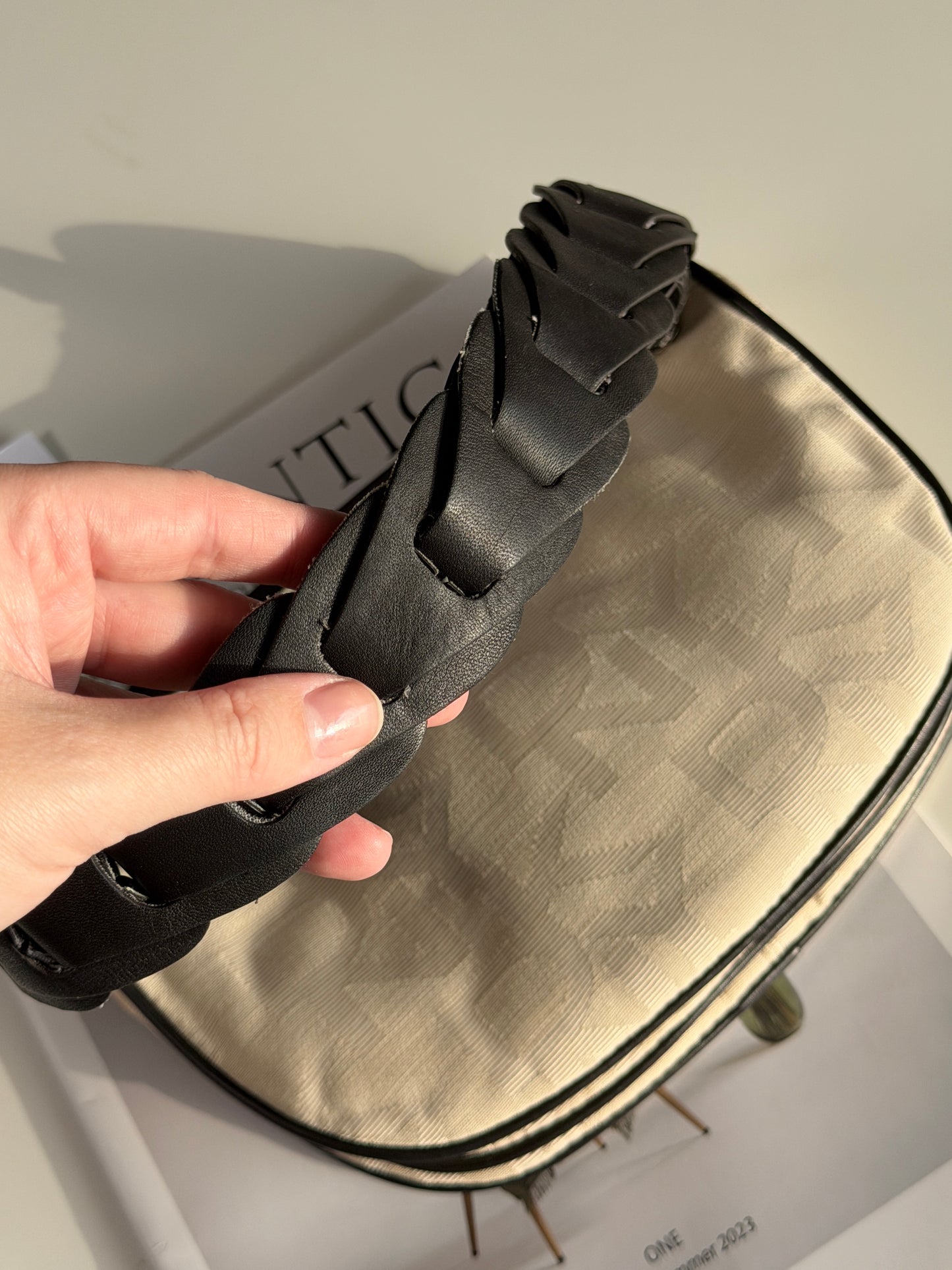 Stylish vintage DKNY cream shoulder bag