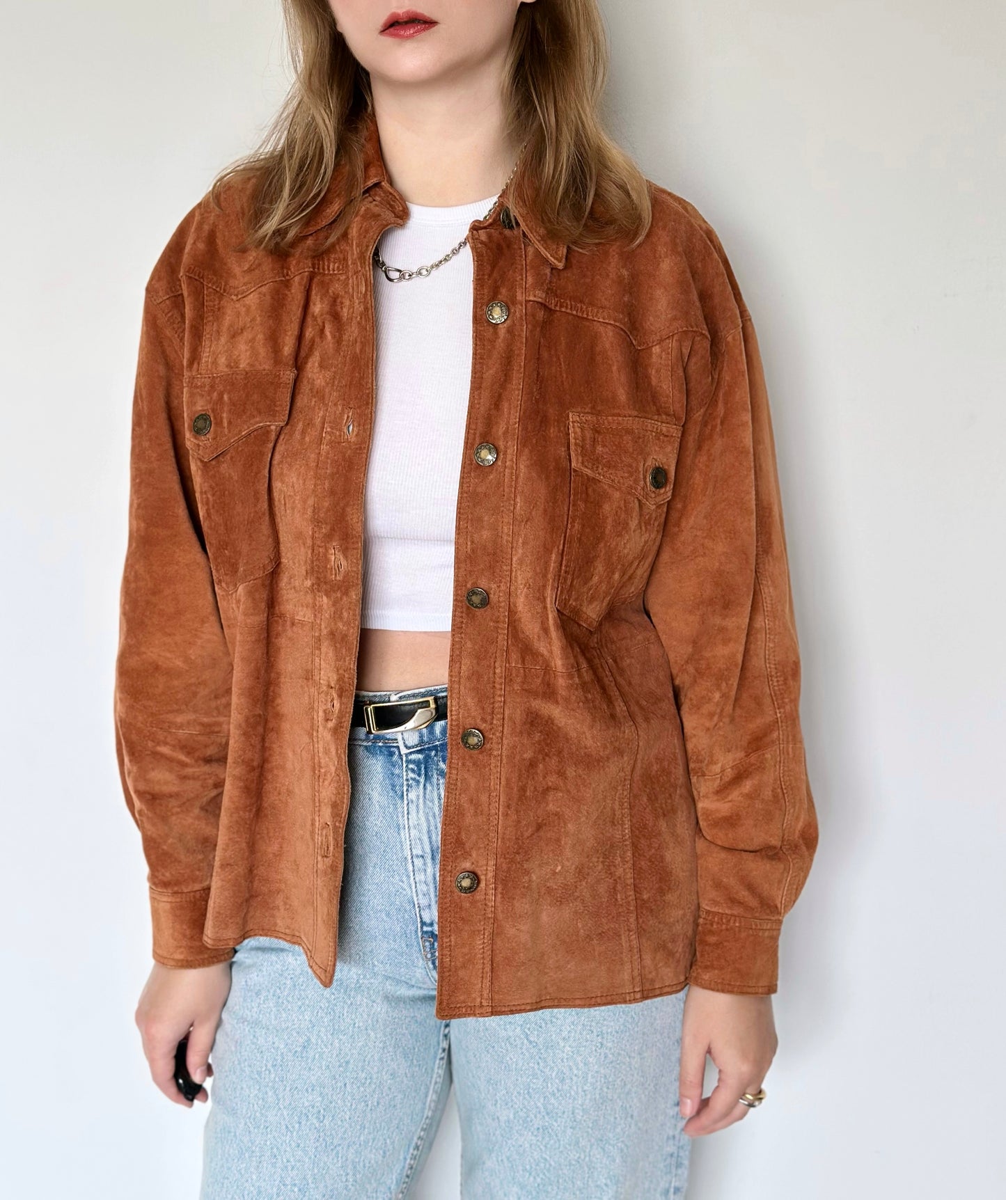 Unique vintage 100% leather overshirt