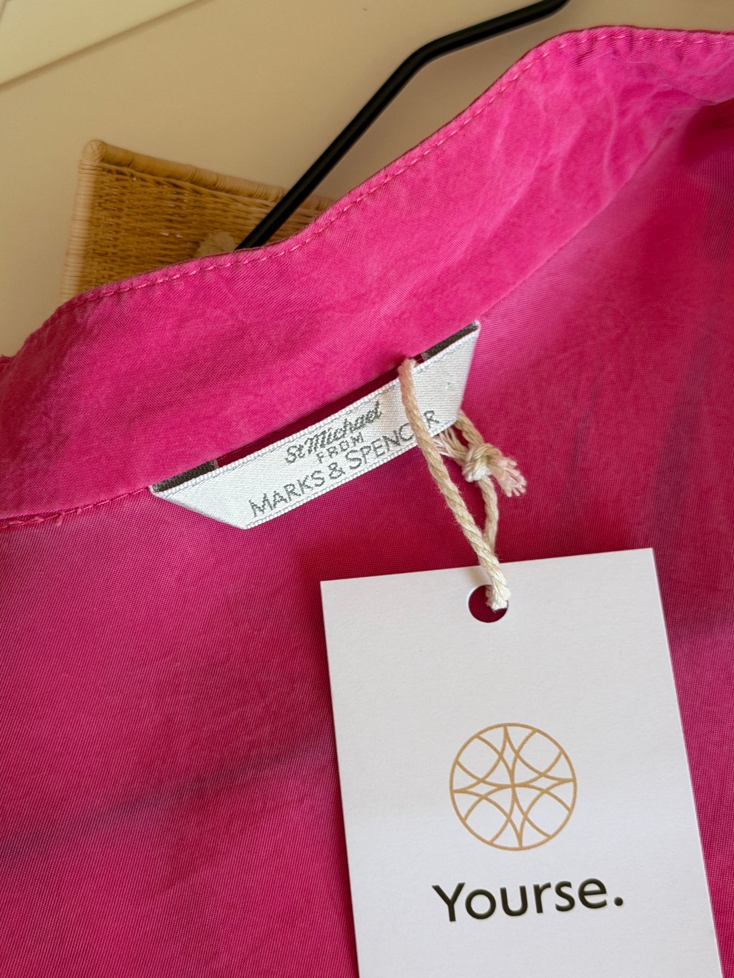 Pink mandarin collar viscose blouse