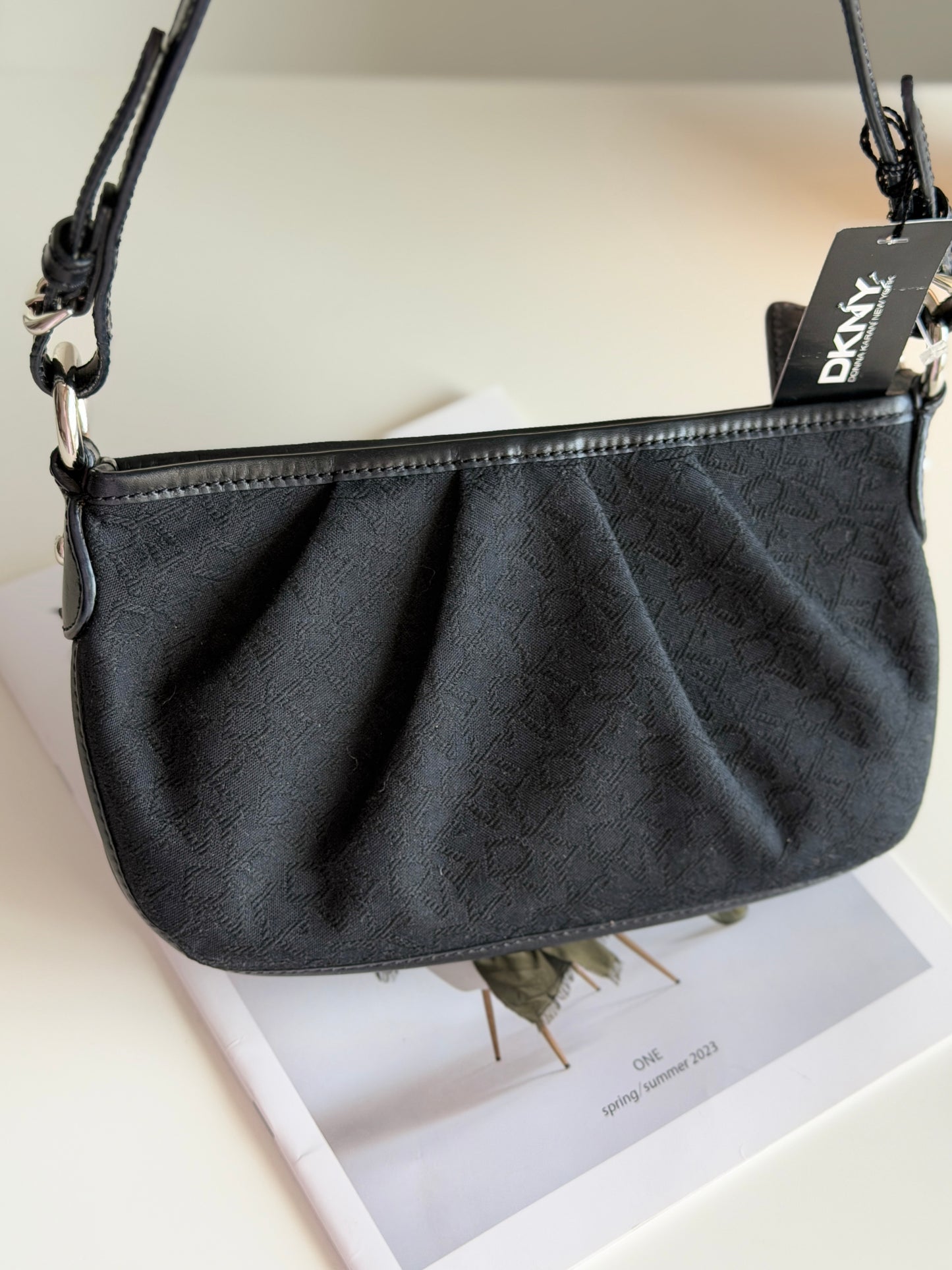 Authentic vintage DKNY black baguette bag