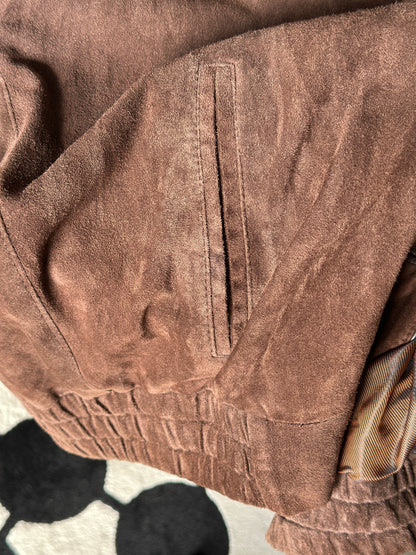 Vintage brown suede bomber jacket