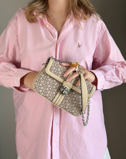 Sophisticated vintage DKNY beige shoulder bag from 2000s