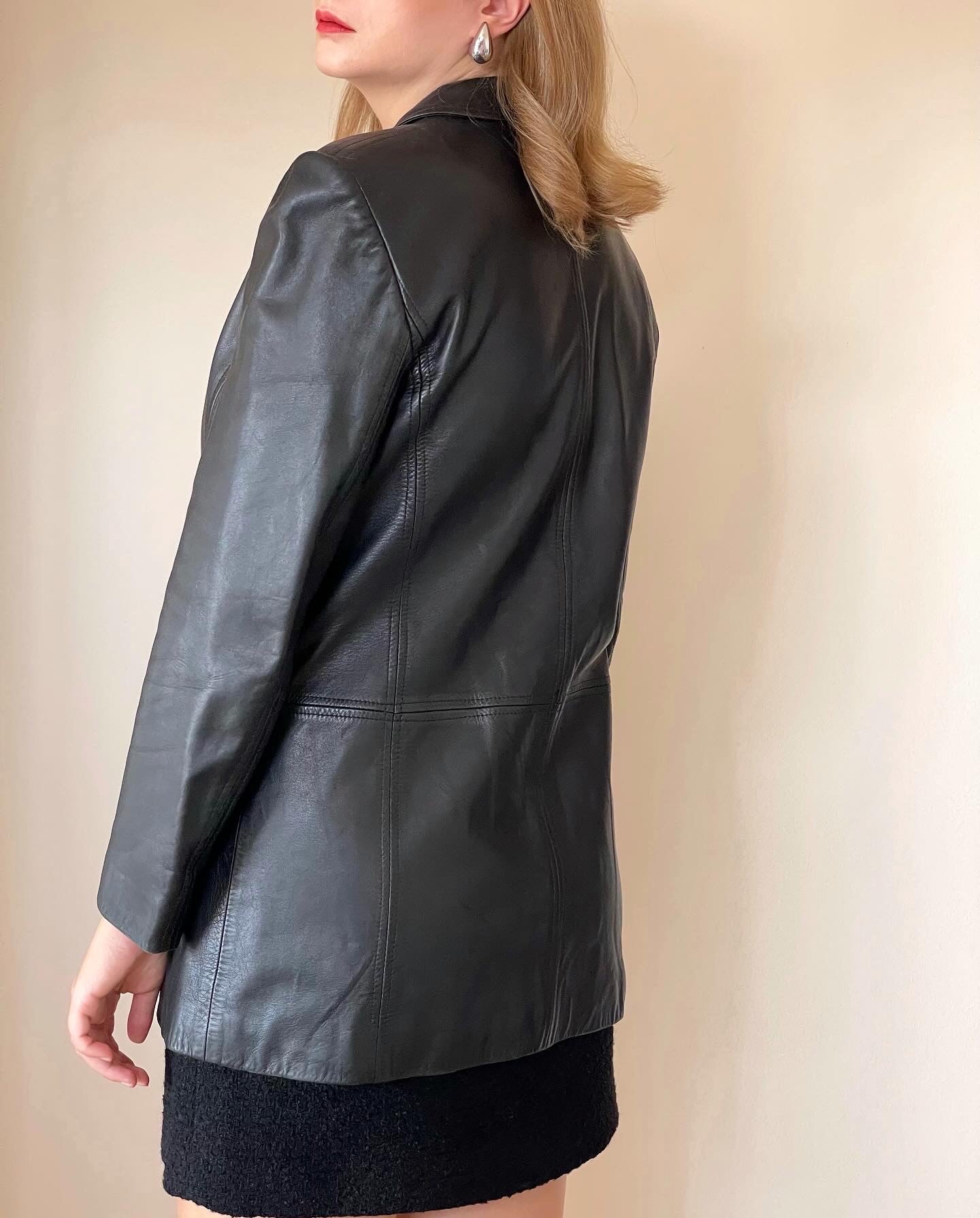 Ideal minimalistic vintage leather blazer Jaeger