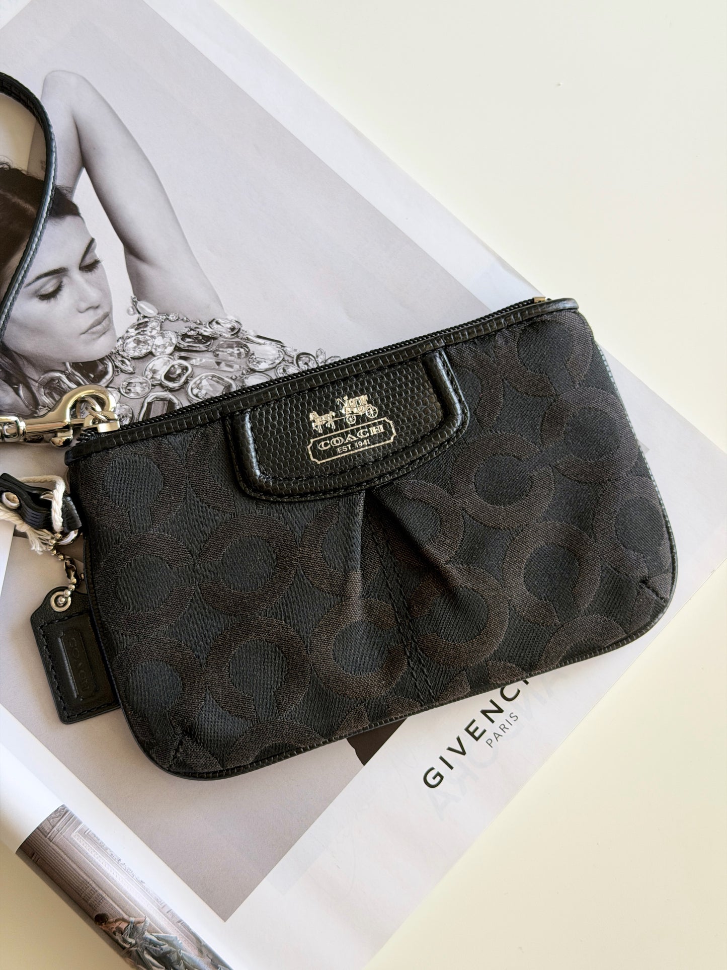 Vintage Coach black wristlet