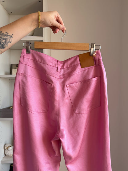 Pink satin trousers Nanushka
