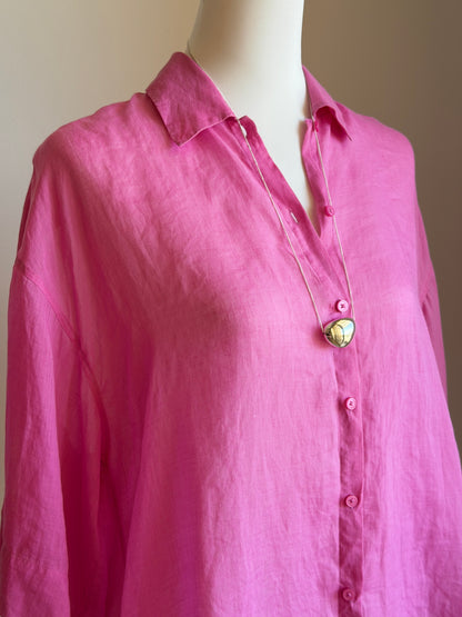 Pink ramie oversized shirt
