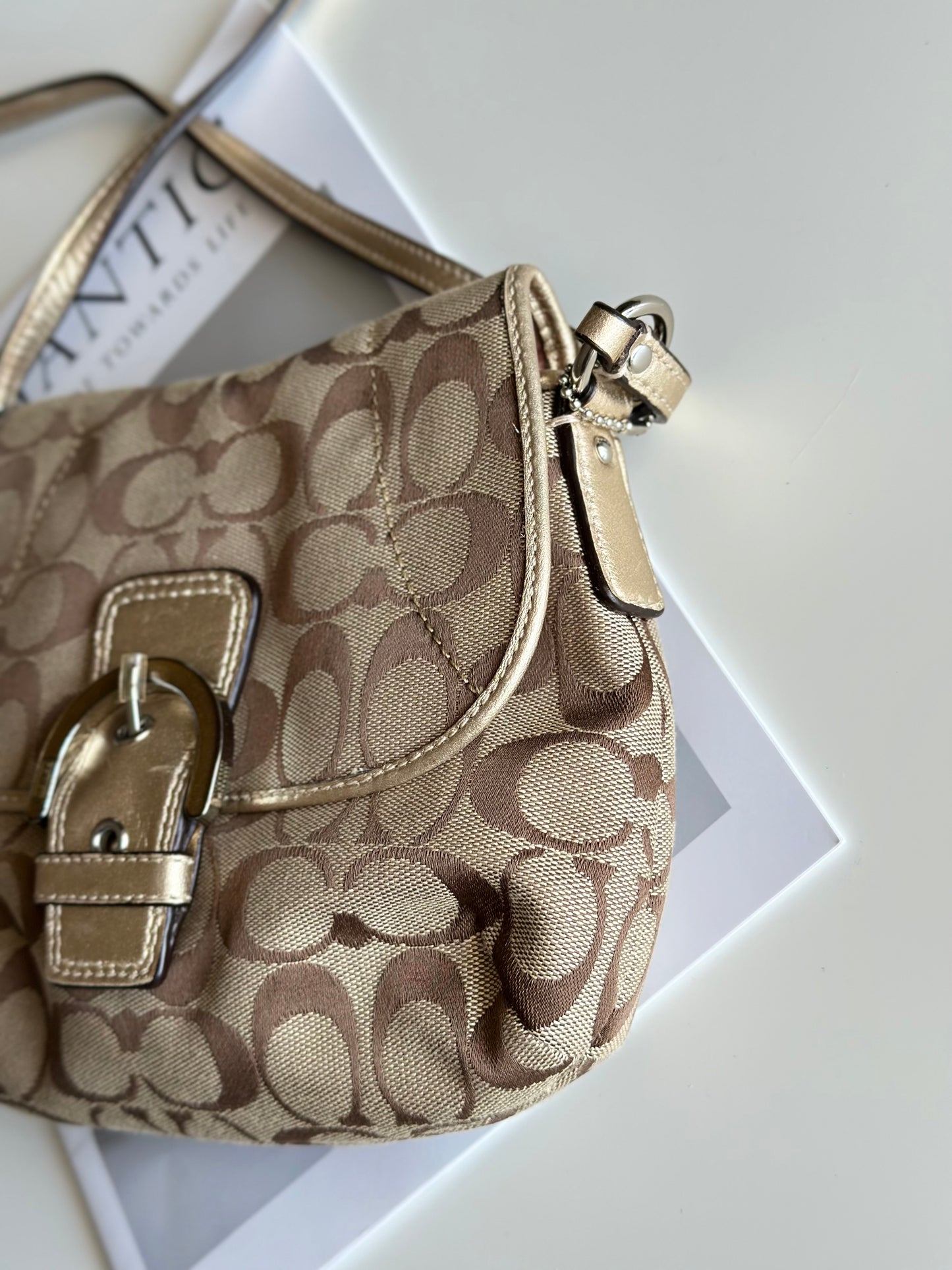 Lovely Coach crossbody bag in signature jacquard canvas