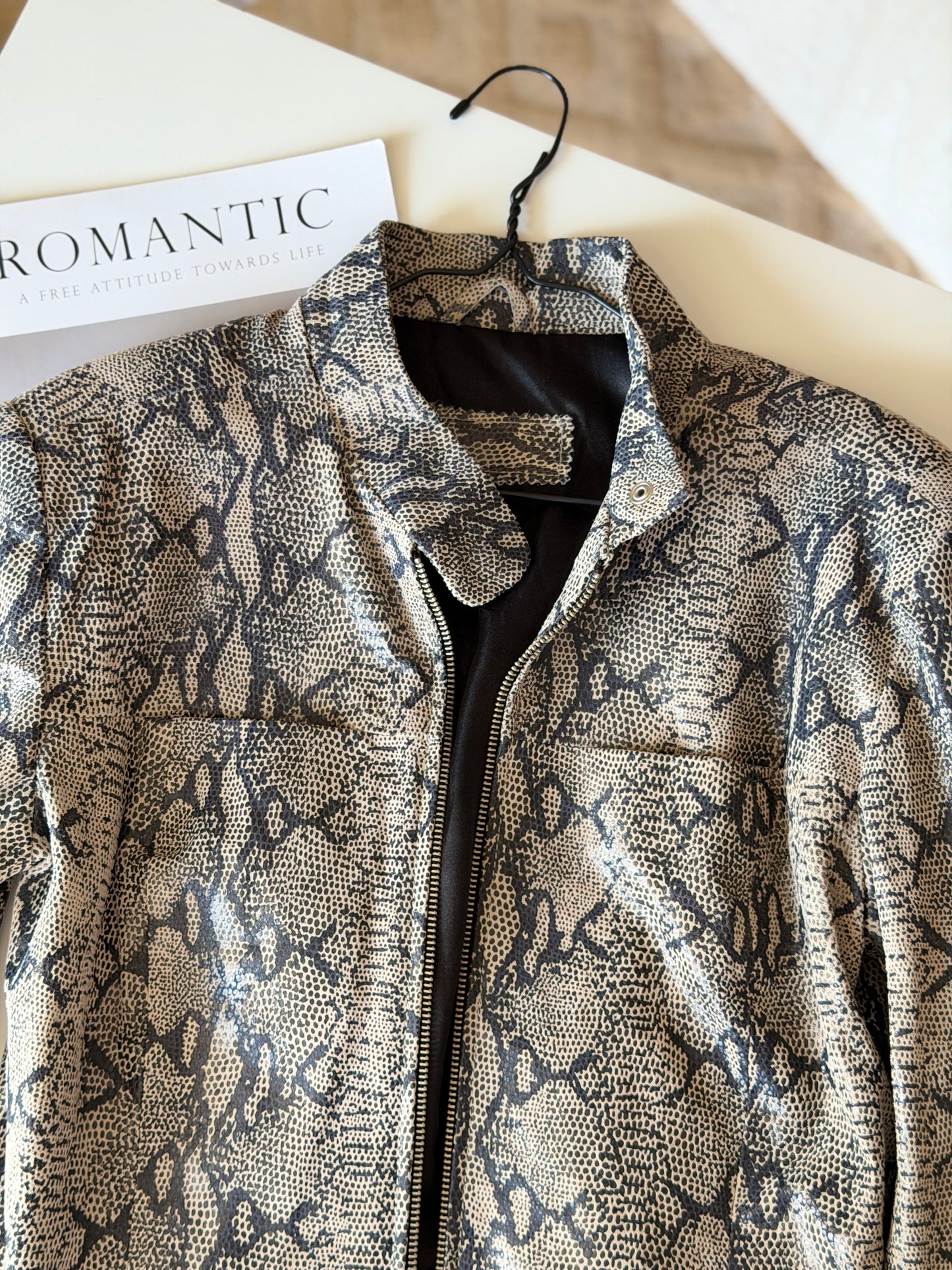 Vintage snake print leather jacket
