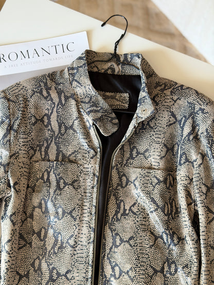 Vintage snake print leather jacket