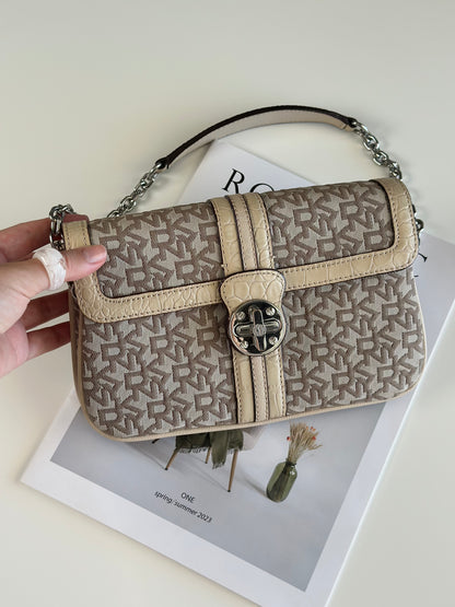 Sophisticated vintage DKNY beige shoulder bag from 2000s