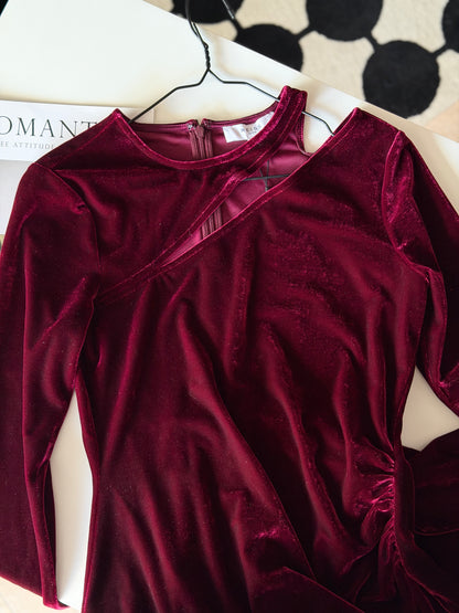 Elegant burgundy velvet dress from REISS