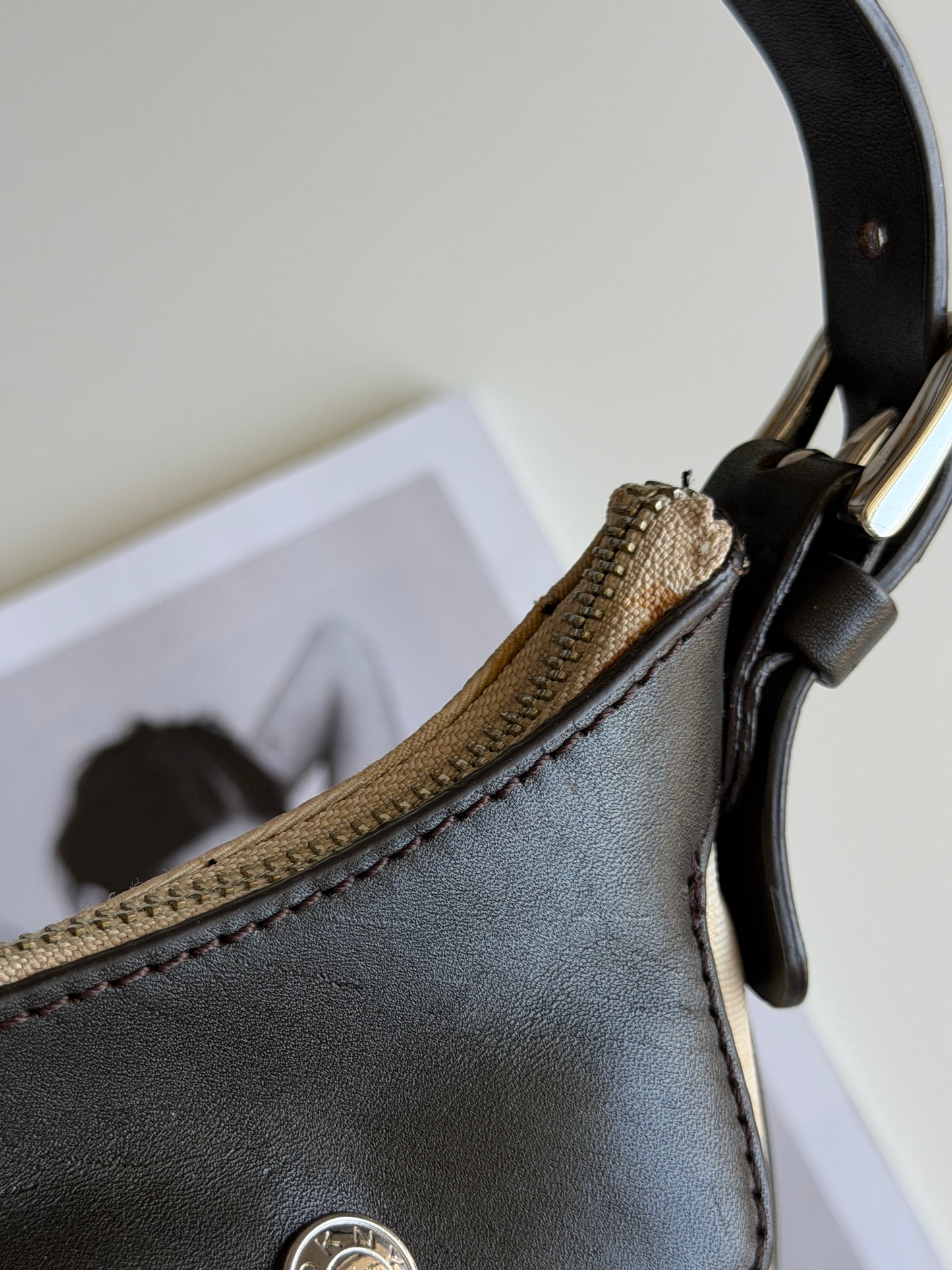 Vintage DKNY beige monogram mini bag