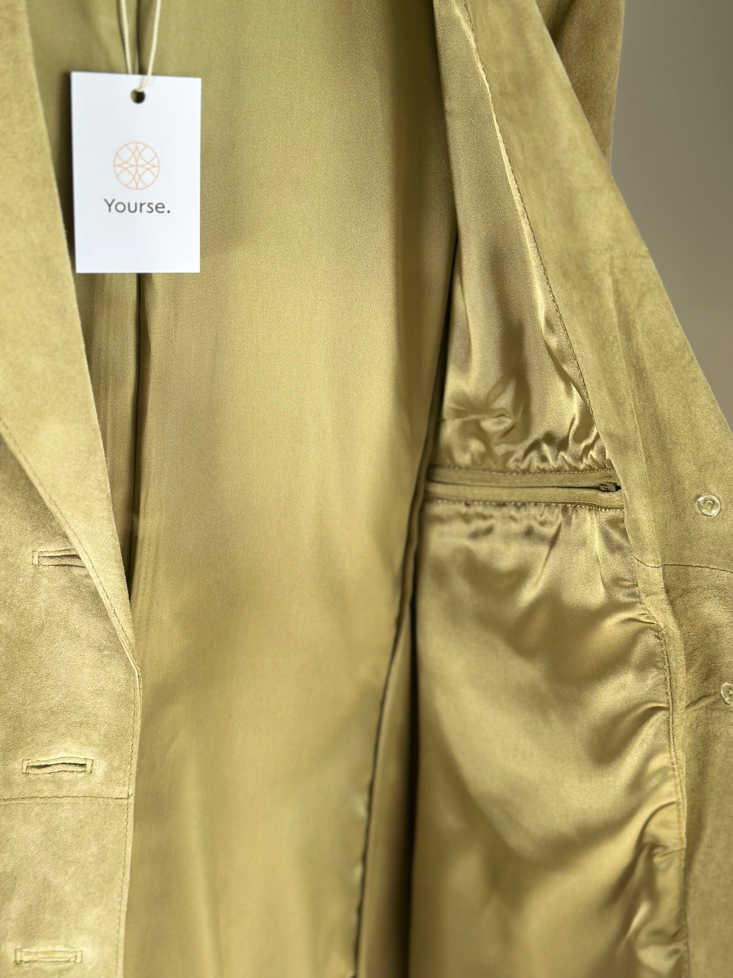 Beautful light olive green suede coat