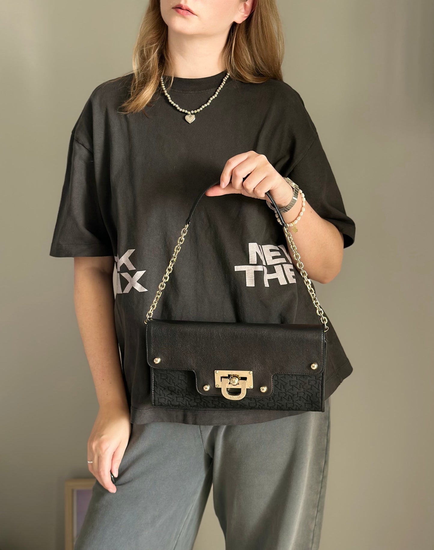 Sophisticated vintage DKNY clutch/shoulder bag