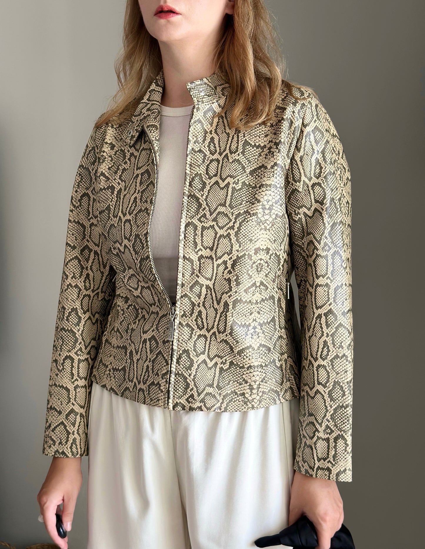Amazing vintage snake-print faux leather jacket