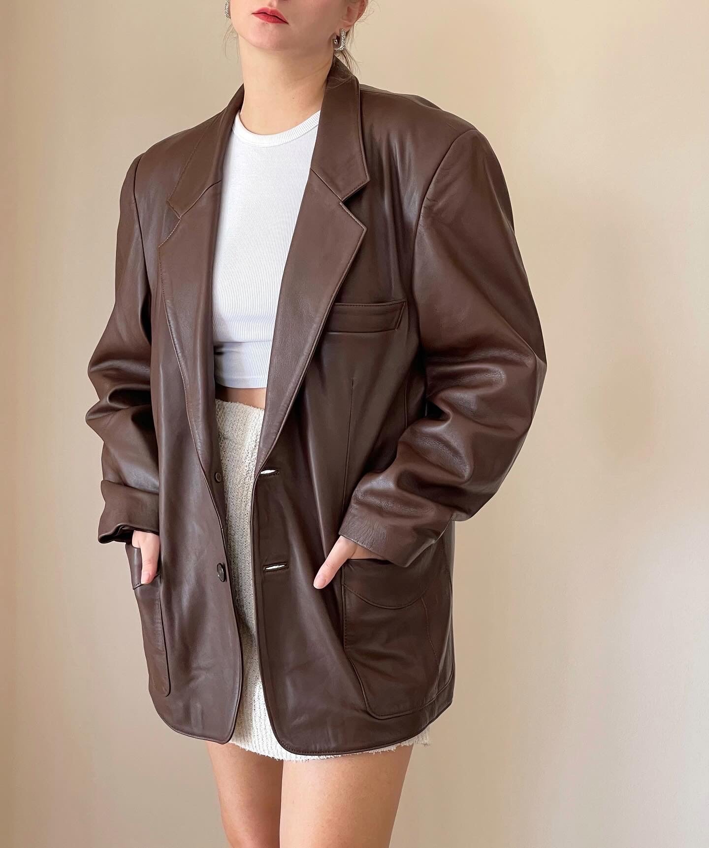 Vintage oversized leather jacket