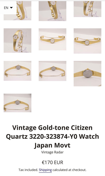 Stunning authentic vintage gold-plated Citizen watch (1980s)
