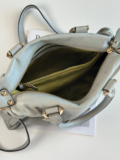 Elegant grey leather handbag from Smith & Canova (England)