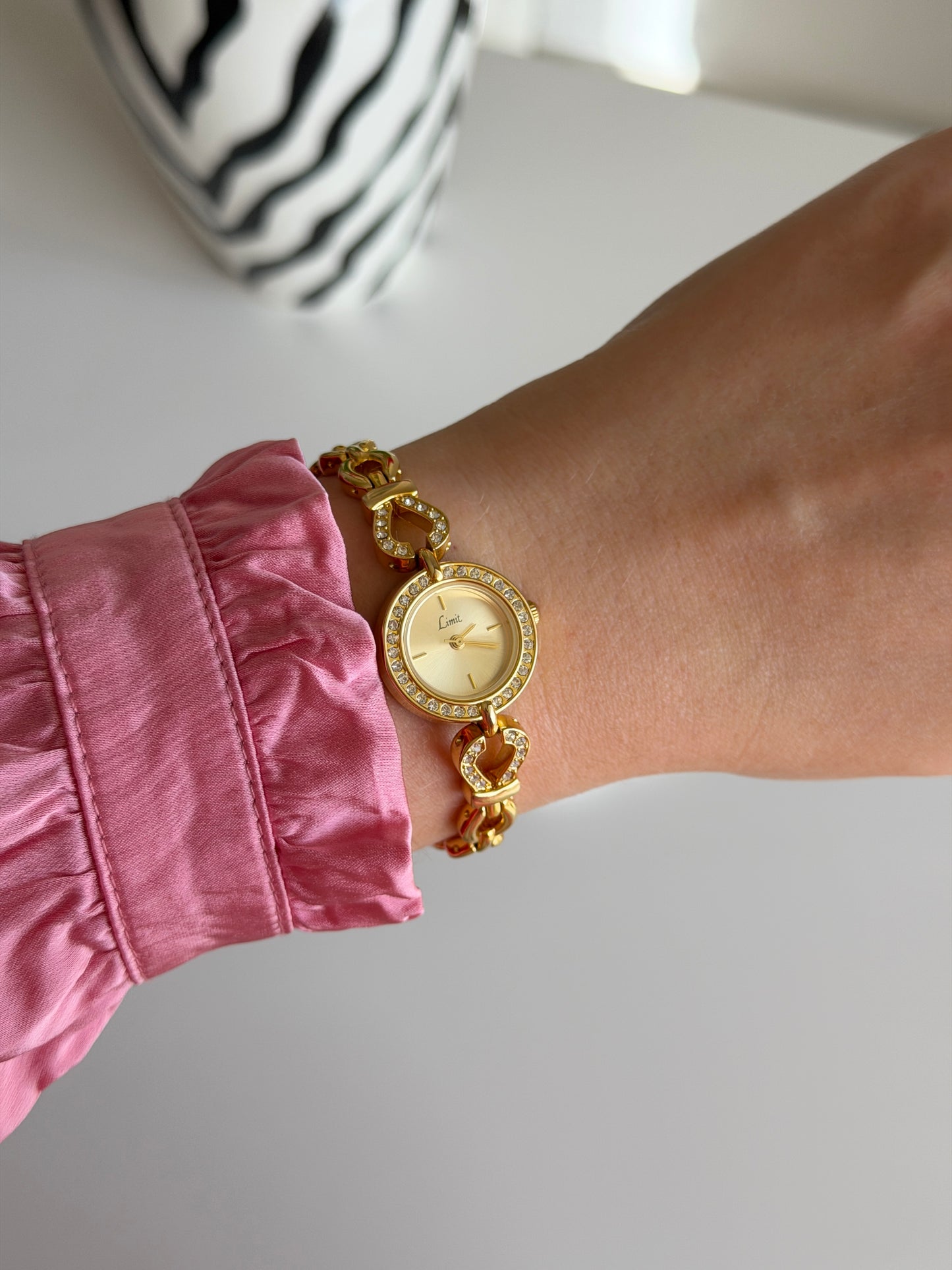 Amazing gold-tone watch Limit with rhinestones