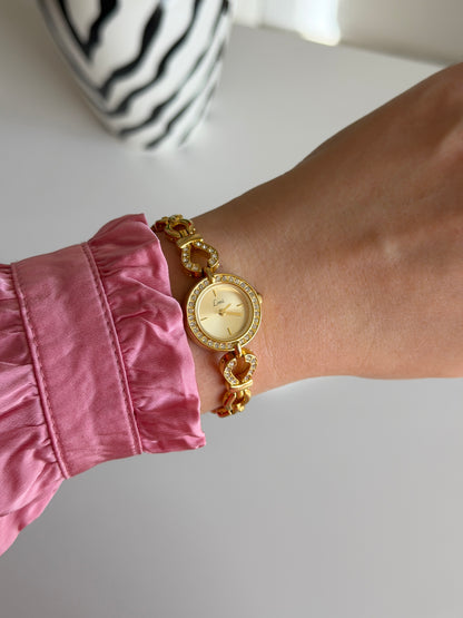 Amazing gold-tone watch Limit with rhinestones