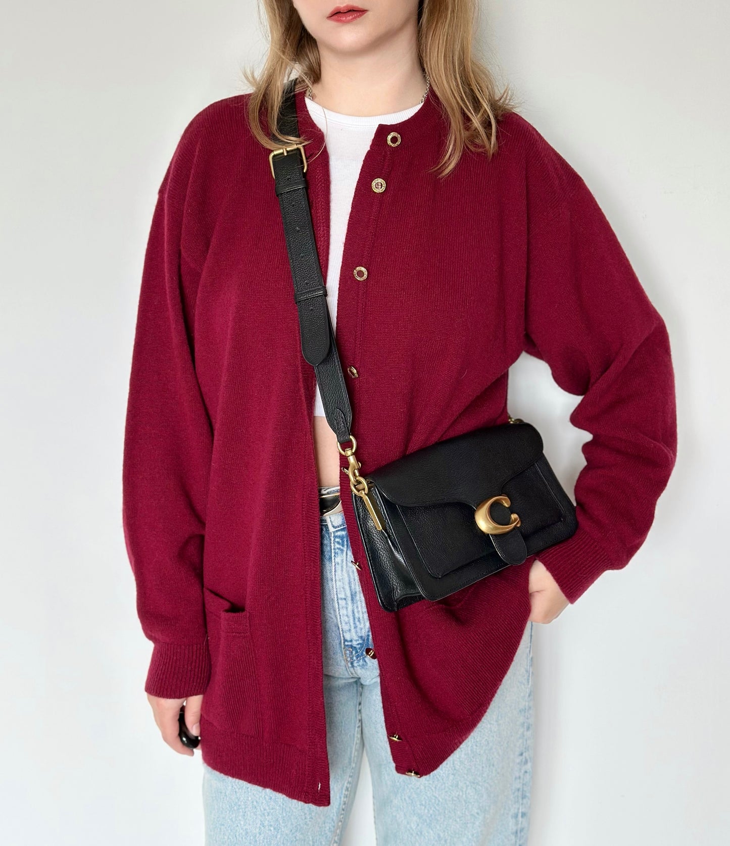 Amazing vintage burgundy 100% lambswool cardigan