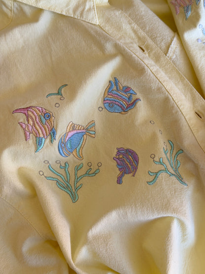 Vintage embroidered fish shirt