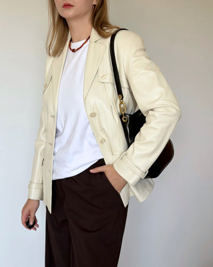 Stunning vintage ivory leather jacket