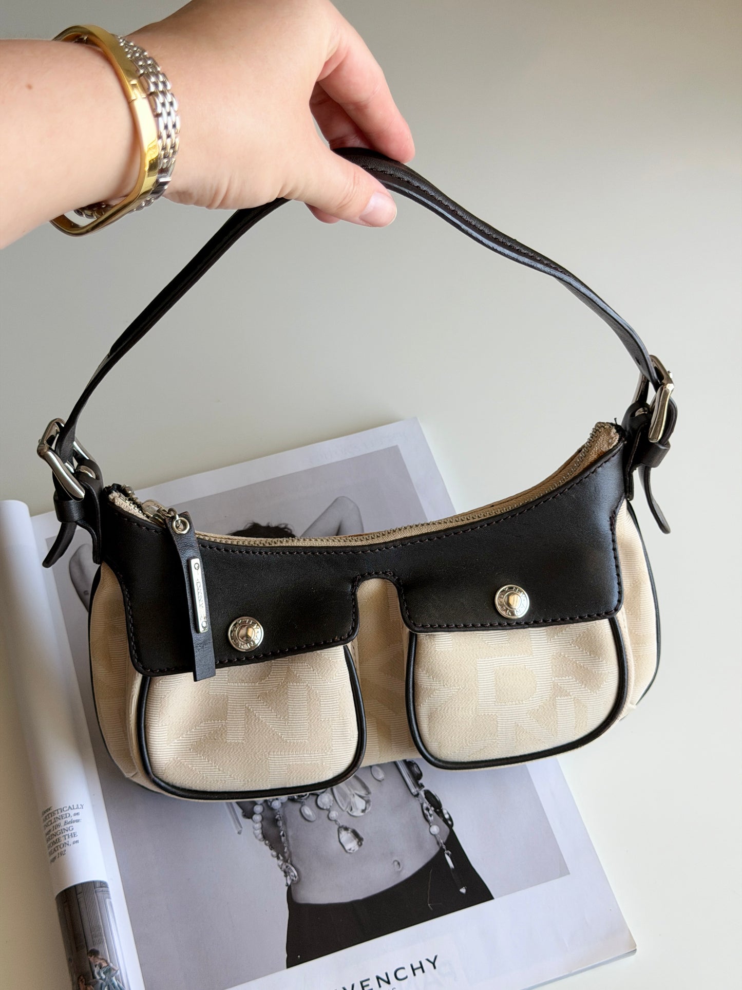 Vintage DKNY beige monogram mini bag