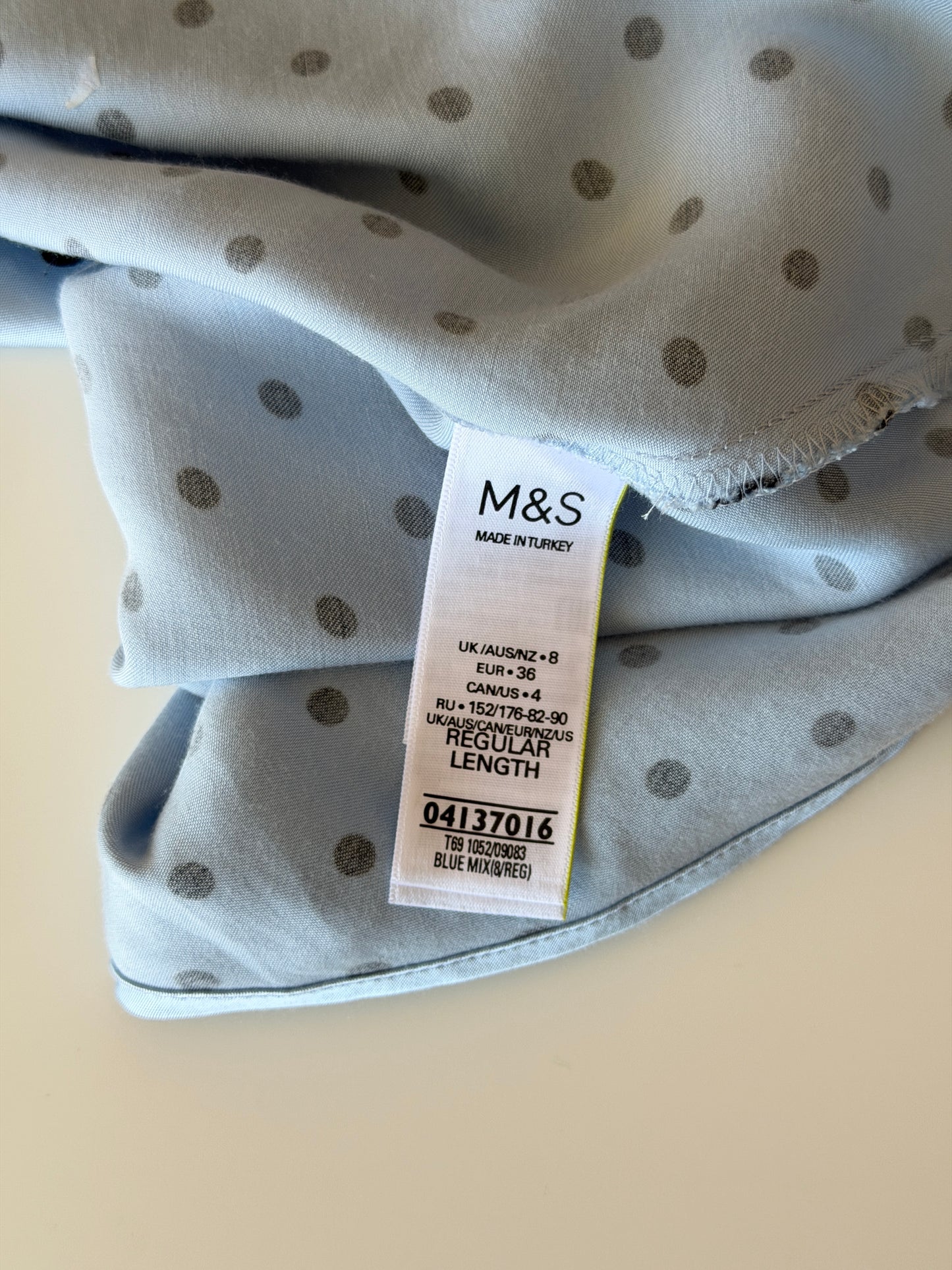 Elegant midi blue dress with polka dots