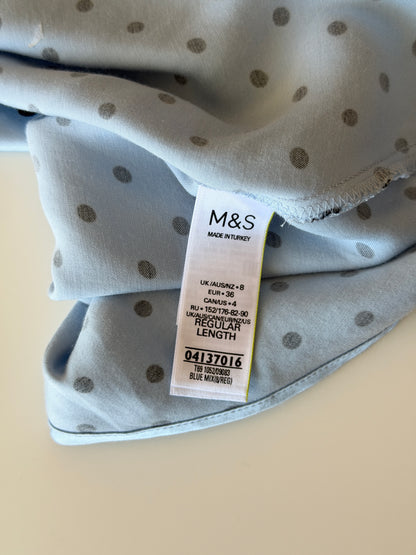 Elegant midi blue dress with polka dots