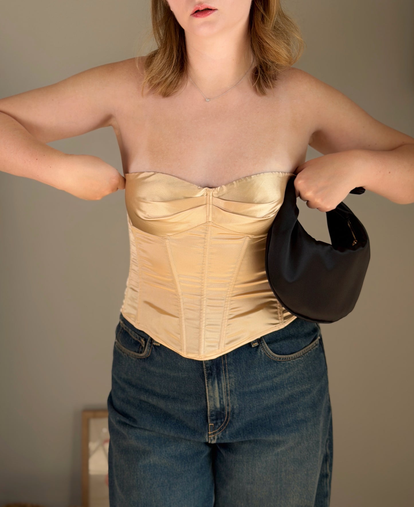 Chic champagne corset top