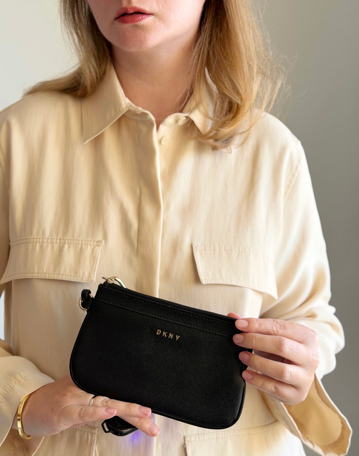 DKNY black wristlet