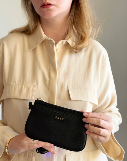 DKNY black wristlet