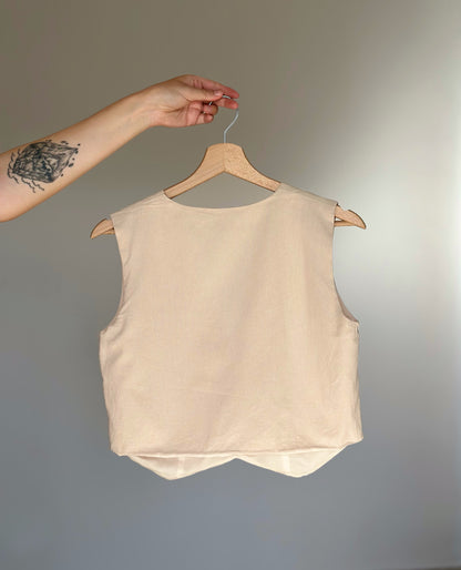 Lovely beige cotton minimalistic vest